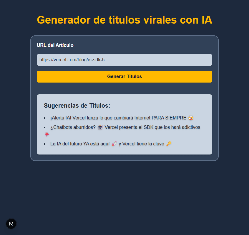 Pantalla con los resultados