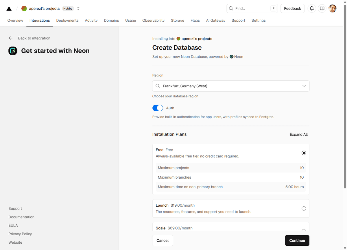 vercel storage create